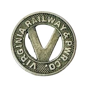 Vintage Virginia Railway & Pwr (Power) V Cutout One Fare Token Richmond VA
